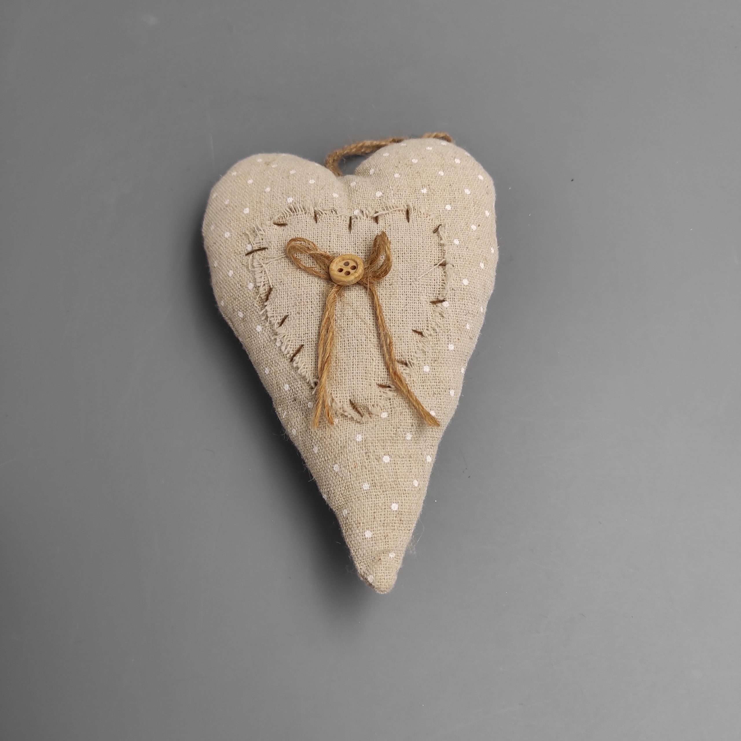 Vászon szív pöttyös